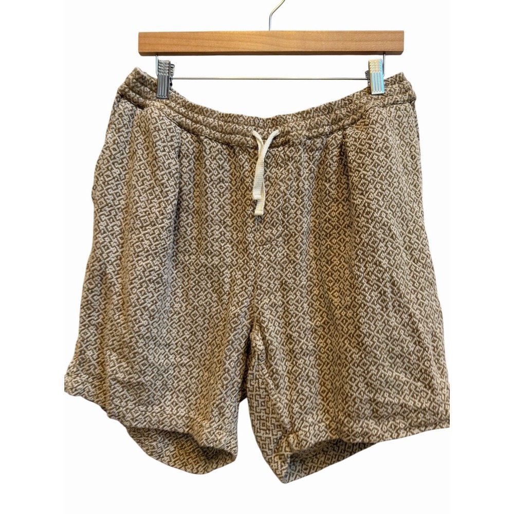3Sixteen Jacquard Shorts In Nutmeg 100% Cotton Tan Knit Drawstring Short Sz XL